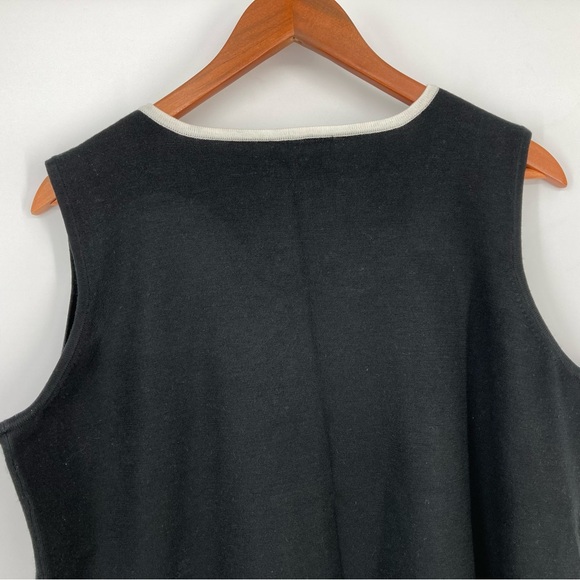 Bob Mackie Womens Size XL 2 Pc Sweater Set Tank Cardigan Black/White Embroidered - Picture 13 of 16